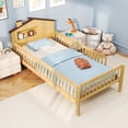 thumbnail image 2 of Gymax Lit pour Enfants Format Simple Lit Plateforme en Bois Massif avec Rangement sous le Lit et Cube de Rangement Naturel, 2 of 10