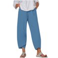 thumbnail image 2 of RXIRUCGD Women's Summer Comfortable Loose Wide Legged Fashion Solid Color Capris, Blue, Size: XL, 2 of 5