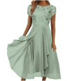 thumbnail image 1 of WTXUE Robe à Paillettes pour Femmes, Robe Longue Maxi à Encolure Ronde en Mousseline Patchwork à Imprimé à Paillettes pour Femmes, Robes Petite pour Femmes, Robe Verte, 2# Vert P, 1 of 5