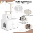 thumbnail image 4 of Costway 2-in-1 Wooden Litter Box Enclosure with Cat Tree Hidden Washroom Furniture White, 4 of 10