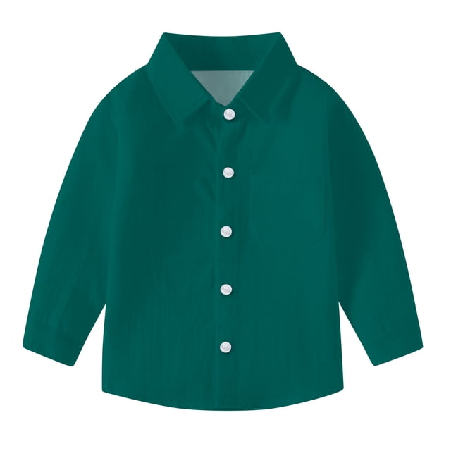 vdgthytj Toddler Baby Boys Girls Button down Shirts Kids Collared Long Sleeve Uniform Dress Shirt Tops Spring Fall Clothes