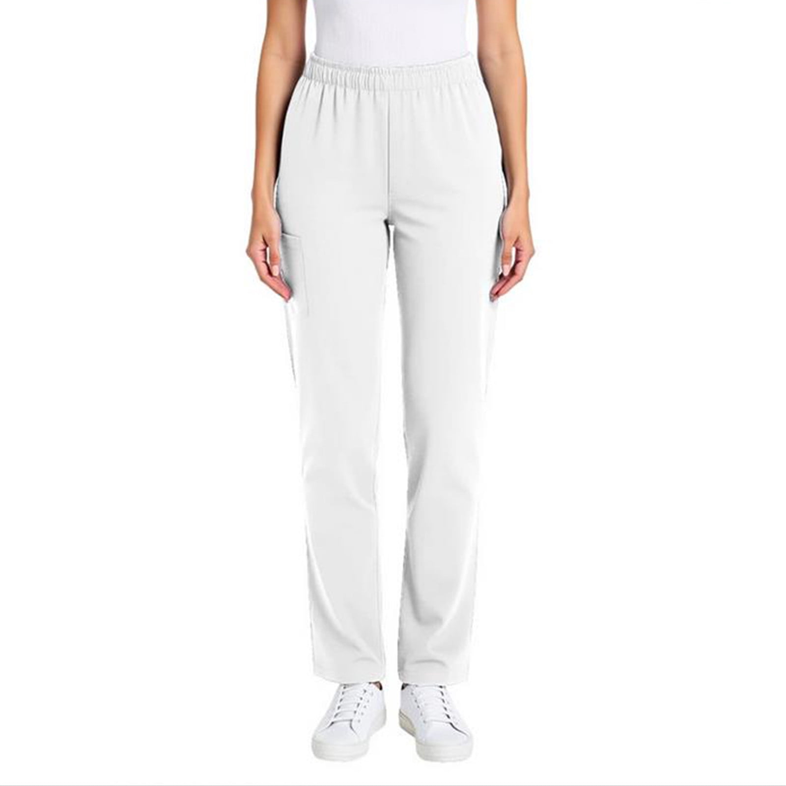 HongQid Sarraus pour Femmes Taille Mi-Haute Jambe Fuselée Pantalon Cargo Bas en Tissu Extensible Tailles Régulières/petites