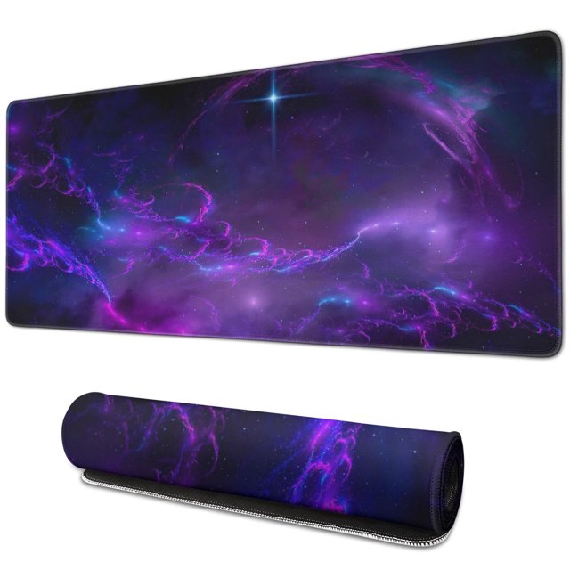 Reach for the Stars with Large Dazzling Galaxy Mouse Pad – Non-Slip Rubber Base, Stitched Edges, Keyboard Mat & Desk Pad for Enhanced Gaming, 31.5x11.8in