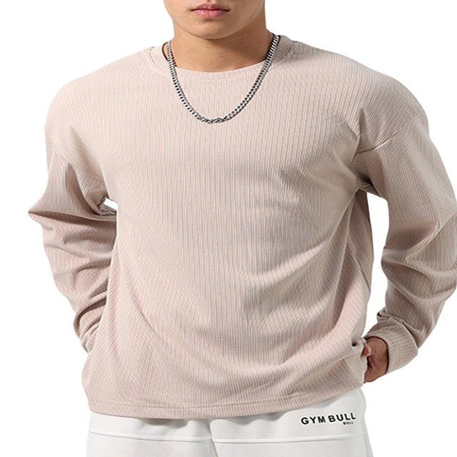 Hauts à Col Rond Coupe Ample pour Hommes en Couleur Unie pour le Printemps