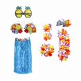 thumbnail image 2 of Ensemble de Costume Jupe Hawaïenne Tropicale Lunettes Accessoire Ajustable Extensible Femmes 80 cm, 2 of 8