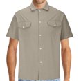 thumbnail image 1 of cfhntfmh Short Sleeve Shirts for Men Button down Summer Casual Collared V Neck Tops Solid Color Beach Blouses, 1 of 5