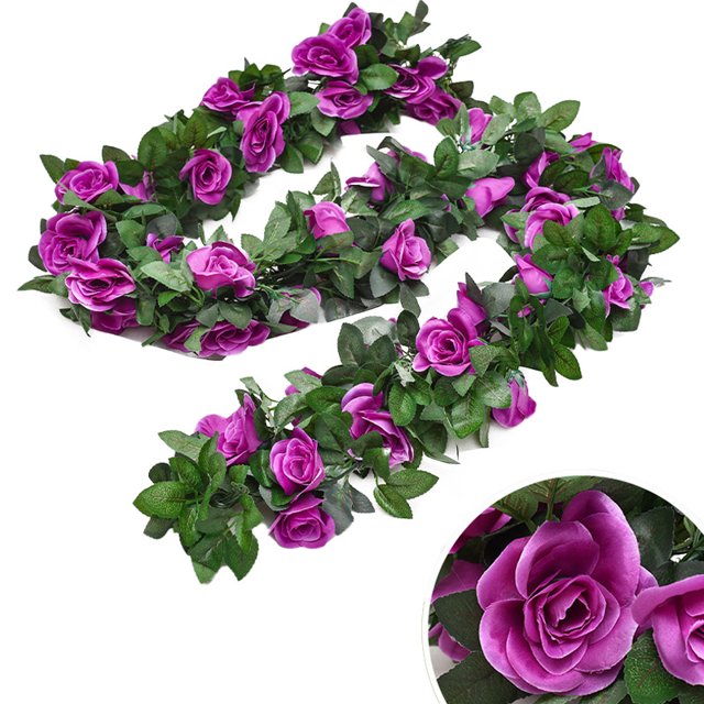 Guirlande de Roses Artificielles Suspendue Simple Fausse Vigne de Roses Guirlande Florale Décoration