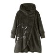 thumbnail image 1 of XZNGL Winter Jacket for Women Printed Button Plush Tops Hooded Loose Cardigan Wool Coat Winter Jacket Hooded Cardigan for Women Winter Tops for Women Winter Coat for Women, 1 of 9