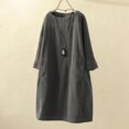 thumbnail image 2 of Robe Décontractée pour Femmes Grande Taille à Col Rond, Manches Longues, en Velours Côtelé, Unie, avec Poches, 2 of 9