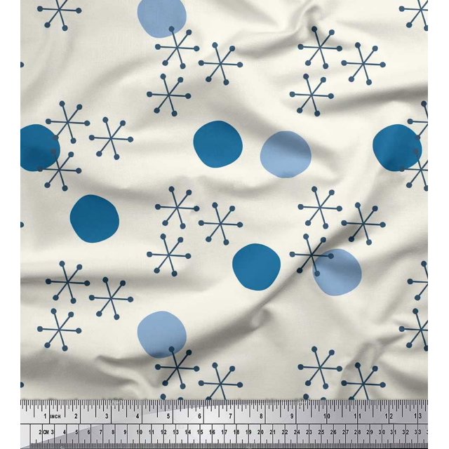 Soimoi polyester Crepe Fabric Geometric & Polka Dots Fabric Prints By Yard 42 Inch Wide