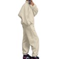 thumbnail image 2 of Innerwin Two Piece Outfit Long Sleeve Women Sweatsuits Jogging Solid Color Casual Tracksuit Sets Apricot M, 2 of 3