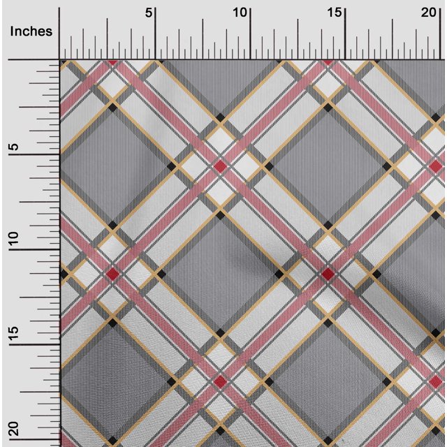 oneOone Georgette Viscose Fabric Tartan Check Print Fabric By Yard 42 Inch Wide