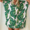 thumbnail image 2 of Beach Chiffon Cover Up Top, Split Hem Chiffon Tunic Shirt UV Protection Printed Short Sleeve  For Summer Yellow,Red,Green, 2 of 8