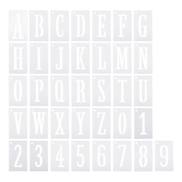 Unique Bargains 5 Inch Letter Number Stencils 3.6' Width Reusable Alphabet Numbers Templates Set with Ring, White 36 Pack