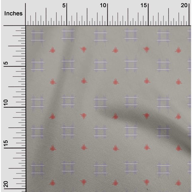 oneOone Viscose Chiffon Fabric Check Kasuri Print Sewing Fabric BTY 42 Inch Wide