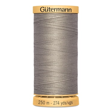 GÜTERMANN Cotton 50wt Thread, 250 m (273.4 yd), Black, Strong & Lustrous for Sewing