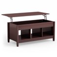 thumbnail image 1 of Giantex Lift Top Coffee Table with Hidden Storage Compartment and 3 Open Shelves, Brown, 1 of 8