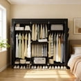 thumbnail image 2 of LEDREM Portable Closet, Fabric Wardrobe with 4 Hanging Rods, Clothes Rack with Shelves & Side Pockets, Large Capacity, Space-Saving, Black, 2 of 5