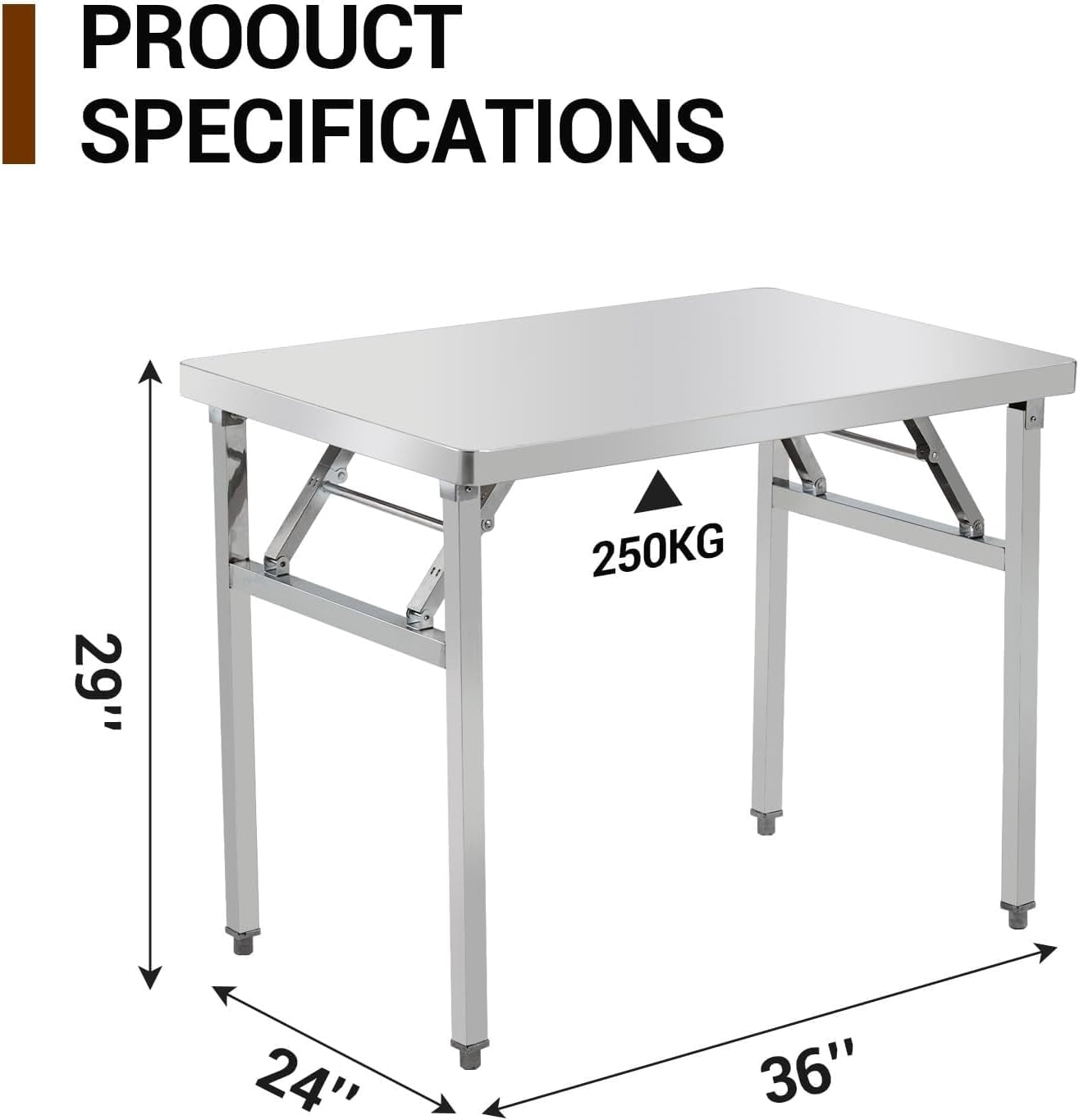 Kojooin Commercial Stainless Workstation, Folding Table with Adjustable Metal Foot