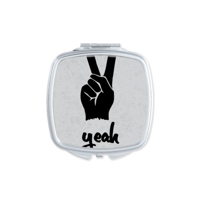 Scissors Outline Personalized Gesture Square Mirror Portable Compact Pocket Makeup Double Sided Glass