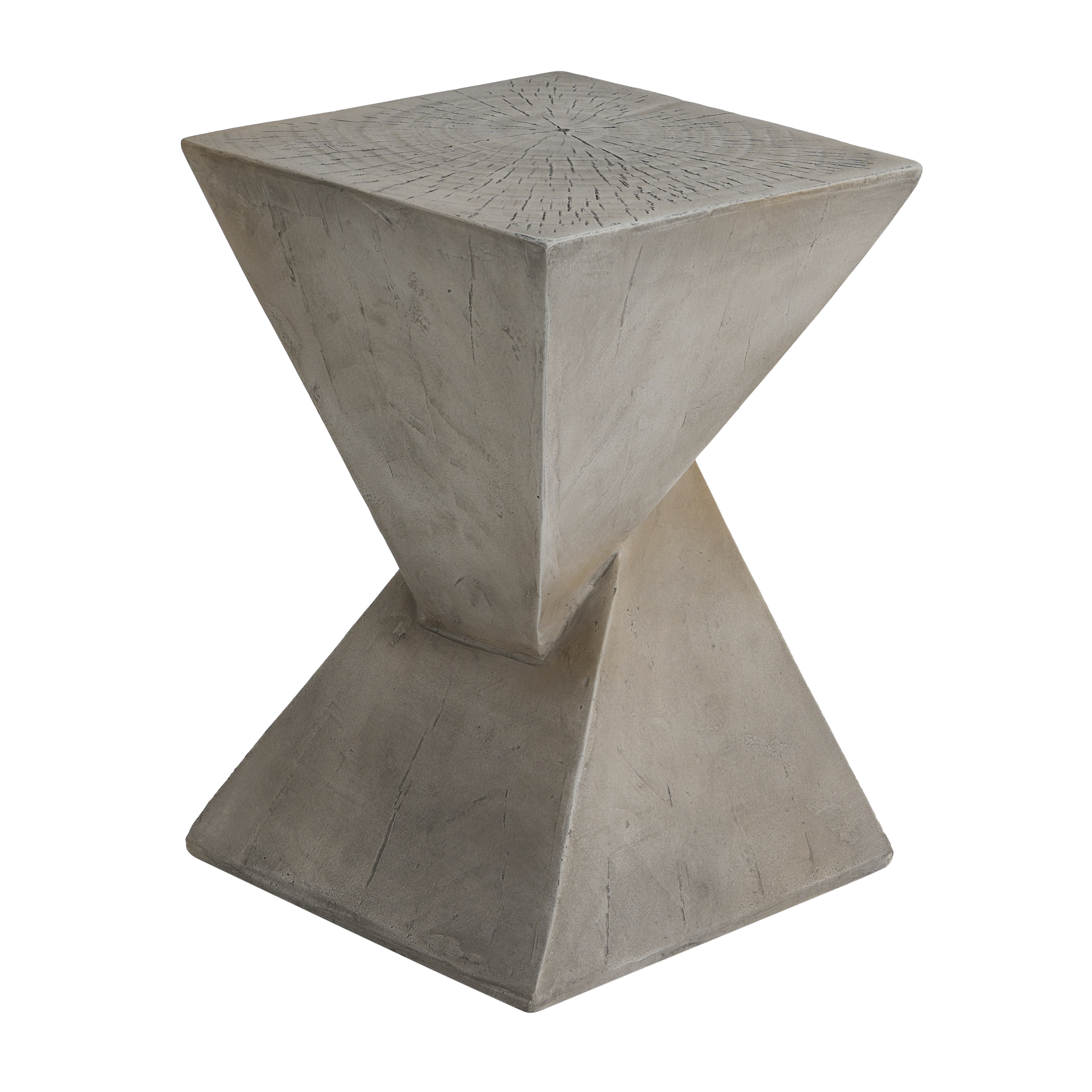 Table d'appoint Noble House en MGO gris pâle, design géométrique torsadé, gris pâle
