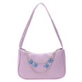 thumbnail image 2 of Vintage Women Butterfly Chain PU Small Shoulder Bag Solid Color Underarm Bags, 2 of 9