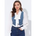 thumbnail image 5 of INSPIRE CHIC Women's Denim Button Up Vintage Sleeveless Jean Crop Racerback Vest Light Blue XL, 5 of 5