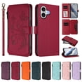 thumbnail image 3 of Butterfly Embossed Wallet Case Compatible with [iPhone 17] Kickstand Zipper Red, 3 of 6