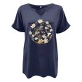thumbnail image 3 of Hauts d'Été pour Femmes Manches Courtes Chemises Imprimées Décontractées Boutonnées Col Rond Blouses de Travail T-Shirts pour Femmes D TG, 3 of 3