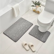 Czzoypi Super Soft Absorbent Bathroom Rug Set, Thick Foam Bath Mat Toilet Mat with Non-Slip Backing, Machine Washable Non-Slip Bath Rug for Shower Tub Floor Universal Size