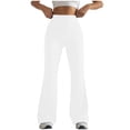 thumbnail image 1 of LOVZFMLL Women's Pants, Solid Color Tight Fitting Hip Shaping Flared Yoga Pants White, M, 1 of 4