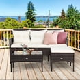 thumbnail image 4 of Costway 3PCS Patio Rattan Furniture Set 3-Seat Sofa Cushioned Table Garden, 4 of 10