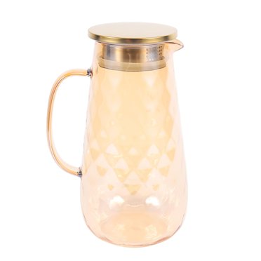 Pichet en Verre 54Oz avec Couvercle Pichet à Thé Glacé Pichet d'Eau Chaude Froide Thé Glacé Vin Café Lait