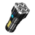 thumbnail image 2 of Usb Rechargeable Led Flashlight Strong Light Portable Cob Side Light Multifunctional Outdoor Home Black Plastic Flashlight Black #939G3, 2 of 9