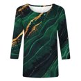 thumbnail image 4 of Hauts pour Femmes à Manches 3/4 T-shirt Ample Imprimé de Mode pour Femmes Blouse à Manches 3/4 Col Rond Hauts Décontractés Hauts Grande Taille pour Femmes Été en Liquidation, 4 of 4