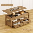 thumbnail image 3 of GUNAITO Lift Top Coffee Table with 2 Drawers, Wooden Coffee Table with Storage Cabinet and Hidden Compartments for Living Room, light brown, Rectangle, 3 of 8