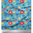 thumbnail image 1 of Soimoi Blue Moss Georgette Fabric Dots & Aster Floral Printed Fabric 1 Yard 42 Inch Wide, 1 of 3