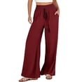 thumbnail image 2 of FNFYFH Clearance Women's Plus Size Linen Pants Elastic Waist Solid Color, 2 of 5