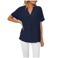 thumbnail image 1 of Birdeem Mode pour Femmes Manches Courtes Rétro Col Rond Pâques Couleur Unie Hauts Amples Blouse Manche, 1 of 8