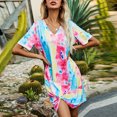 thumbnail image 1 of Pisexur Robe à Manches Courtes Col Rond Mode Femmes Été Manches Courtes Décontractée Col Rond Robe Confort Ample Ameublement Maison Couleur Col en V Torsion Polyvalente Ajustée Robe Femmes, 1 of 4