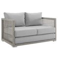 thumbnail image 2 of Modway Aura Modern Rattan & Fabric Outdoor Patio Loveseat in Gray, 2 of 9