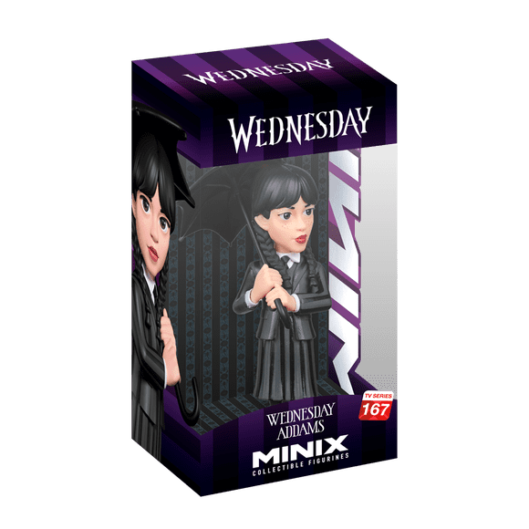 12 cm (4 pouces) Minix Collectible Figurine Wednesday - Wednesday (parapluie)