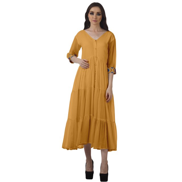 Moomaya Robes Longues Formelles Femmes Robes Décontractées à Volants Boutonnées Femmes