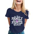 thumbnail image 1 of T-shirt à Manches Courtes pour Femmes, Décontracté et à la Mode, Col Rond, Imprimé de Lettres, Cancer du Sein, Haut 1, 1 of 4