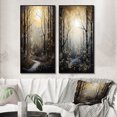 thumbnail image 1 of Designart "Forest Tree Monochrome Moonlit Forms II" Tree Monochrome Framed Wall Art Set Of 2 - Gold Floral Framed Canvas Set For Living Room Decor, 1 of 6