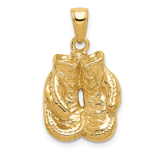 Gants de Boxe Ouverts en Or Jaune 14K Poli Solide Pendentif