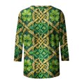 thumbnail image 5 of Mceream T-Shirt de la Saint-Patrick pour Femmes Drôle Manches 3/4 Hauts Mignons Décontractés Col Rond T-Shirts Graphiques Trèfle Imprimé Floral 2026 Hauts Chemisiers Grande Taille Vert TG, 5 of 5