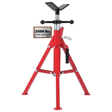 Pipe Stand – Heavy Duty V-Head Adjustable – 2500 lb Capacity – Carbon Steel Folding Tripod – Supports 1/8-12" Pipes – Welding, Plumbing, HVAC, Auto & Construction