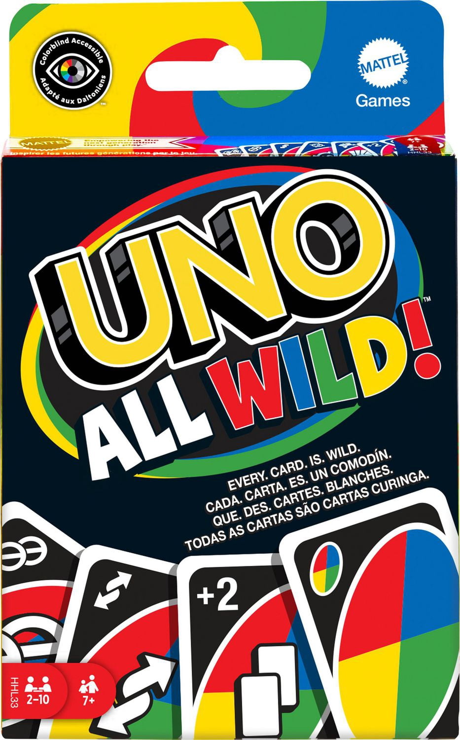 UNO All Wild Card Game for Family Night, No Matching Colors or Numbers Because All Cards Are Wild