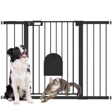 PawHut Barrière pour Animaux de Compagnie Extra Grand 30 Pouces-52 Pouces avec Petite Porte, 35 Pouces H, Noir